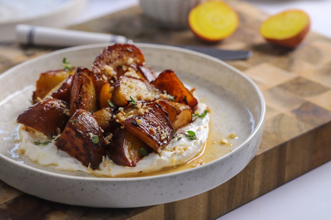 Roasted Golden Beets with Thyme, Orange & Ricotta