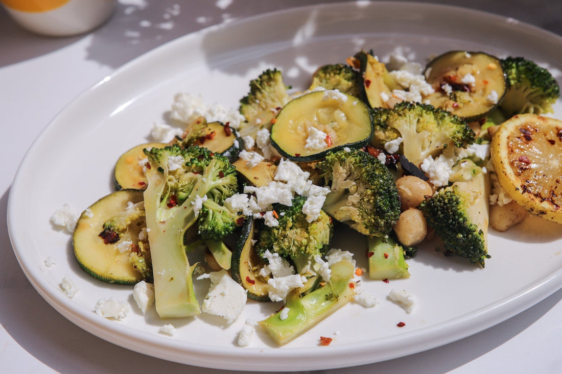 Sautéed Broccoli, Courgette, Lemon, Chilli &  Feta