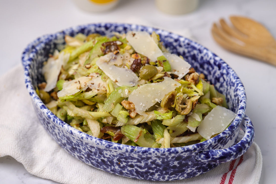 Celery with Green Olives, Dates & Parmesan