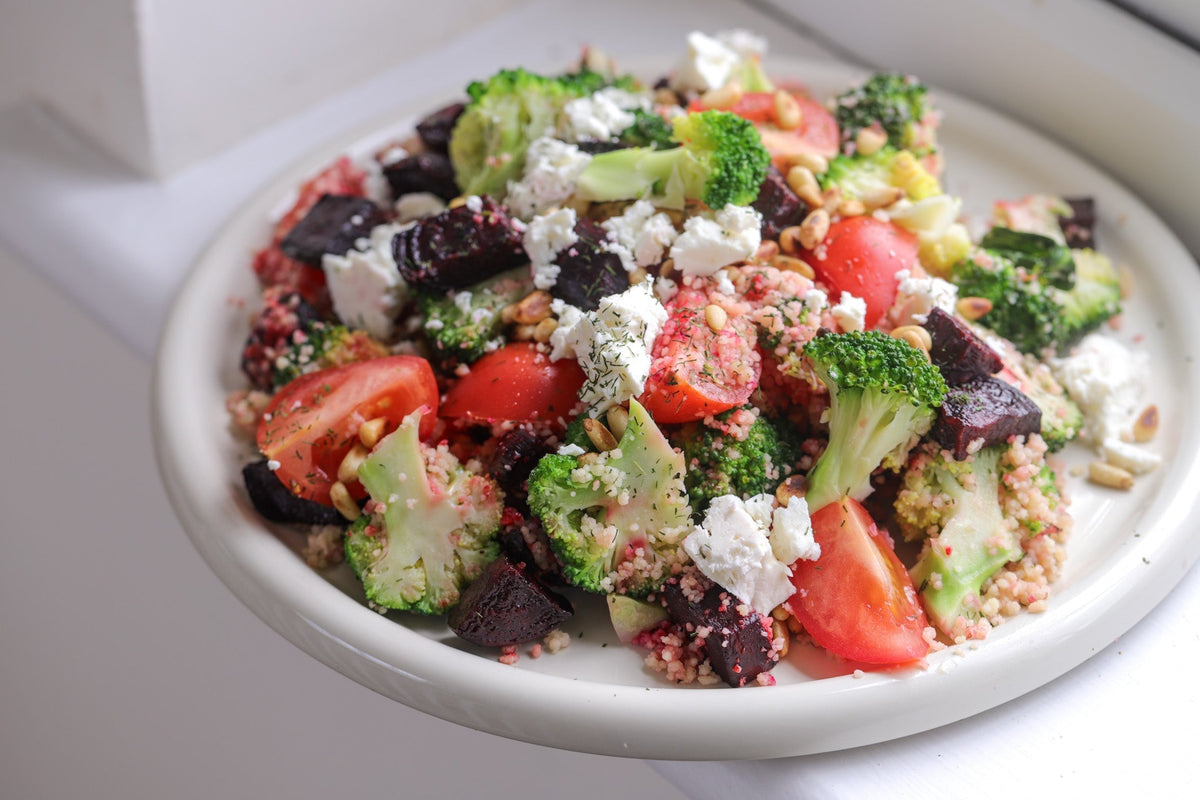 Beetroot, Broccoli & Tomato Couscous Salad