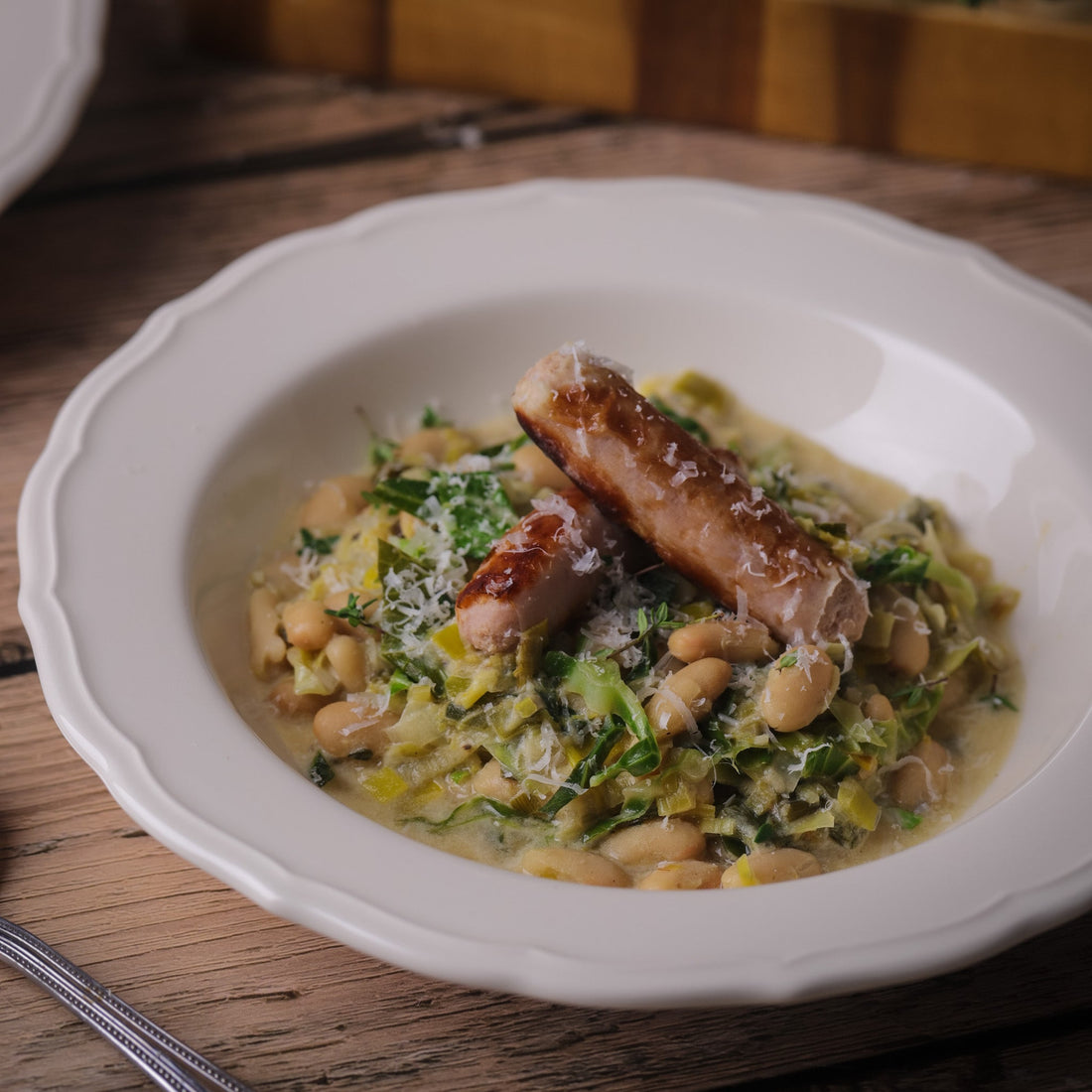 Leek, Cabbage & Cannellini Bean Stew with Thyme & Parmesan
