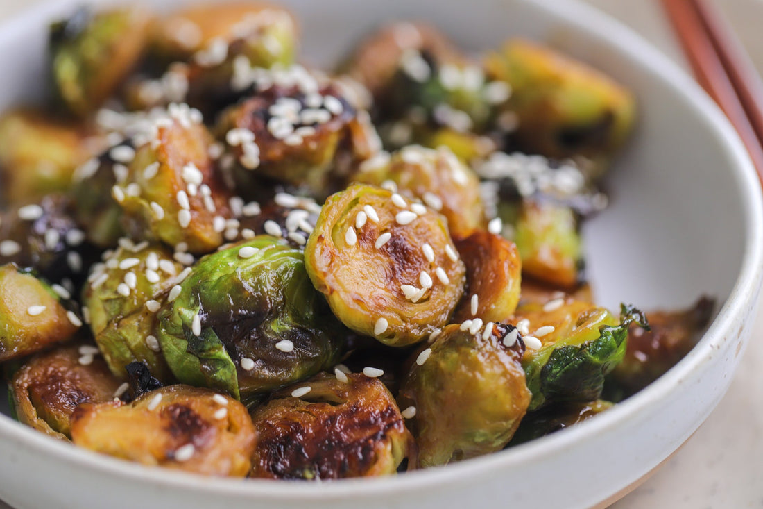 Miso Maple Glazed Brussels Sprouts